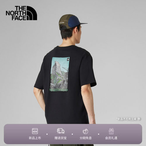 北面UE男纯棉圆领印花短袖T恤
