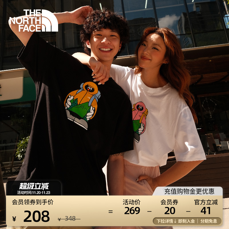 北面男女同款TDC印花短袖T恤