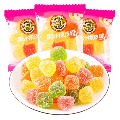 徐福记小果粒糖霜橡皮糖500g果汁软糖婚庆喜糖果糖霜糖果