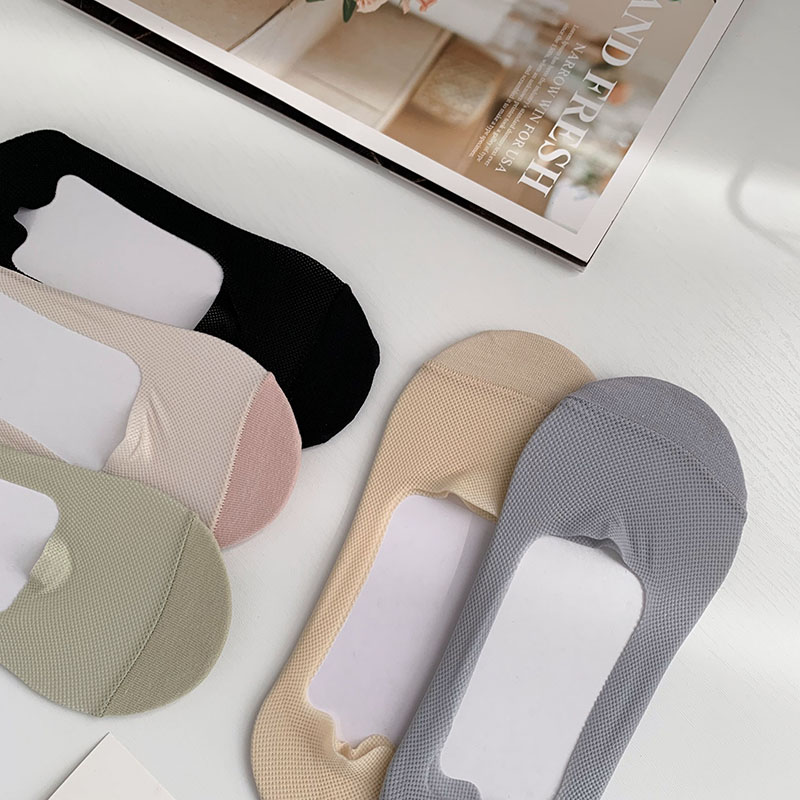 夏薄大网眼透气硅胶防滑船袜