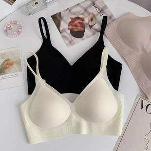 透气孔固定杯垫文胸女士小胸显大聚拢一片式 无痕无钢圈软支撑内衣