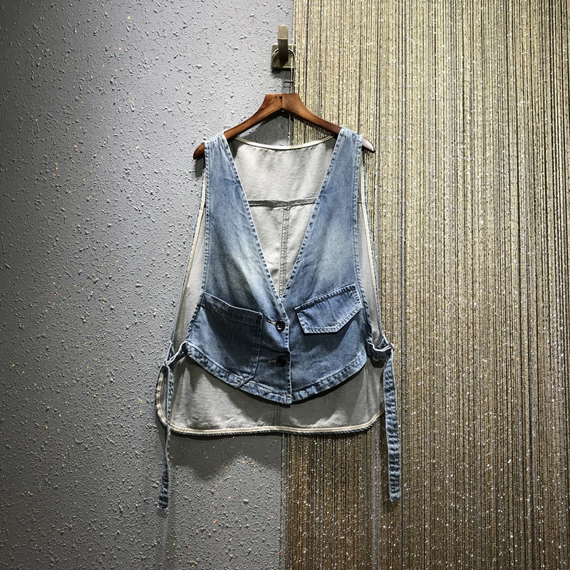 牛仔夏季薄款无袖小背心短外套