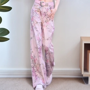 流行新款 小众直筒牛仔裤 2025夏季 爆款 子 女宽松高腰显瘦个性 休闲裤