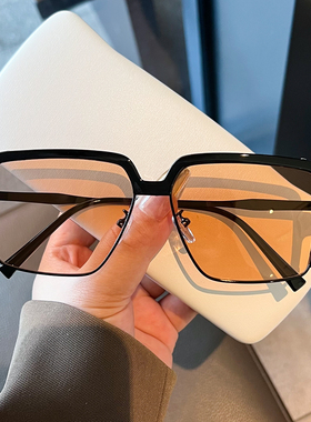 韩版素颜方形时尚半框金属墨镜女网红大脸显瘦防紫外线太阳镜男潮