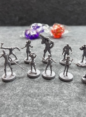 无主之地正版桌游跑团棋子模型和多面体透明骰子紫色橙色