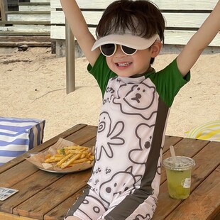 儿童泳衣男孩2024新款 男宝中小童连体速干可爱游泳衣男童宝宝 夏季