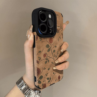 山茶花苹果16手机壳适用iphone15promax外壳14pro女11新款12高级感13软xr小羊皮xsmax防摔8/7plus硅胶保护套