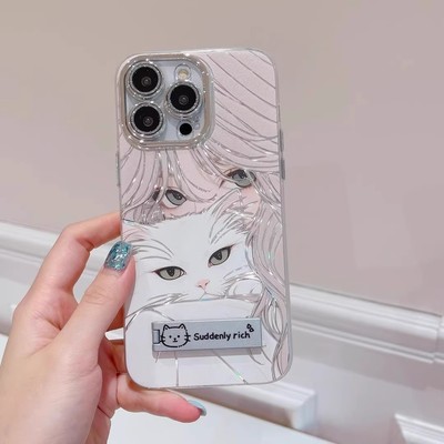 抱猫咪女孩适用vivox200s手机壳x100pro可爱s30新款y300i女y37高级感iqoo13全包neo10/8镜头膜z9turbo保护套