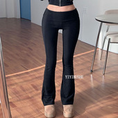 韩国代购 正品 LJ398显瘦百搭 热销 好搭配低腰弹力微喇休闲裤