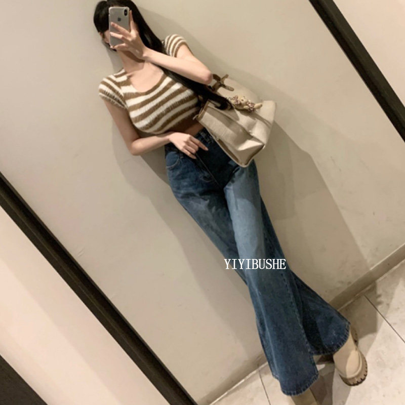 韩国代购正品 PF113休闲小性感 藏肉巨显瘦高腰大直筒牛仔裤女ik