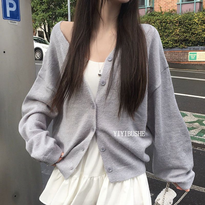 慵懒松弛感女人味宽松针织开衫