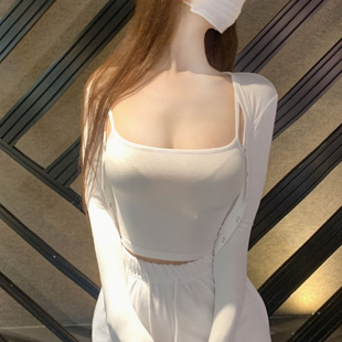 MD573性感弹力紧身吊带背心 正品 薄款 开衫 当天发 套装 韩国代购