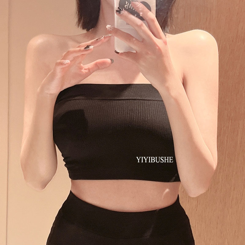 热销 韩国代购正品 UJ091显身材~女人味百搭短款抹胸背心4色at