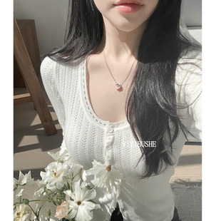 韩国代购正品 LU297温柔慵懒风~纯欲女人味镂空修身外搭小开衫sn