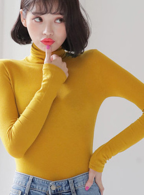 当天发 韩国代购 性感显身材 舒适高领修身打底衫AT017