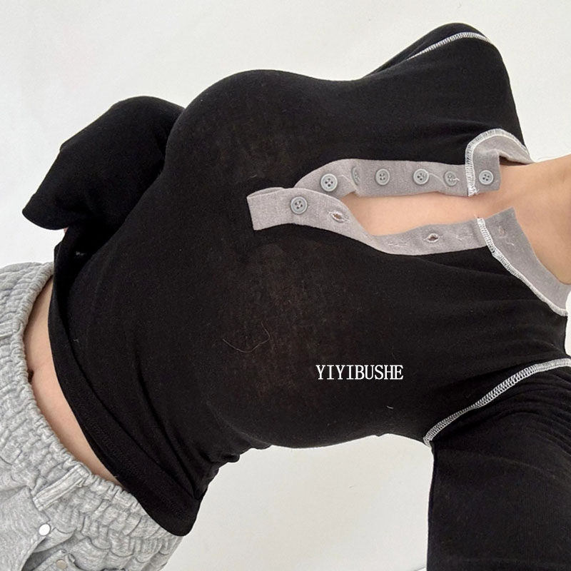 韩国代购正品 LS312黑色显身材~性感女人味拼色修身长袖T恤上衣dd,女装/女士精品,T恤,淘宝优惠券,粉丝福利购,淘宝优惠卷