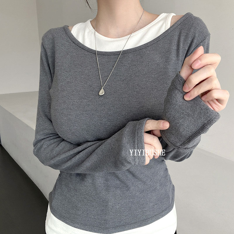 韩国代购正品 LS263时尚洋气~日常好搭配叠穿假两件T恤上衣gn,女装/女士精品,T恤,淘宝优惠券,粉丝福利购,淘宝优惠卷