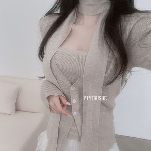 针织开衫 韩国代购 纯欲女人味背心 LU301气质高级感 两件套 正品