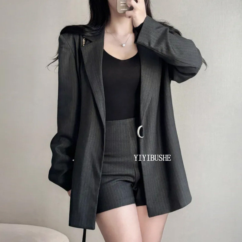 韩国代购正品PO287高级感御姐风 独特漂亮腰带宽松长袖西装外套女