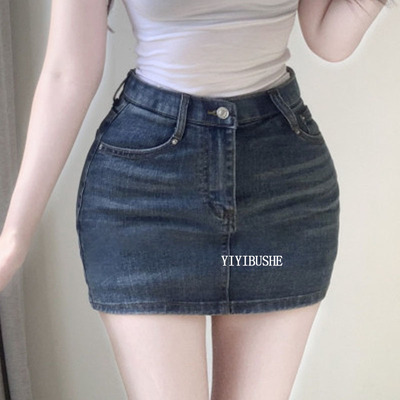 显瘦高腰丰胯防走光牛仔半身裙裤