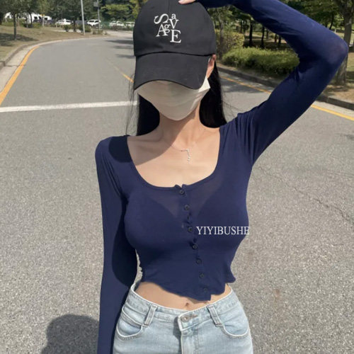 性感纯欲风微透防晒长袖t恤图片