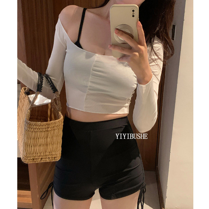 韩国代购正品PY236度假风 韩系纯欲风防晒罩衫+分体泳衣三件套女
