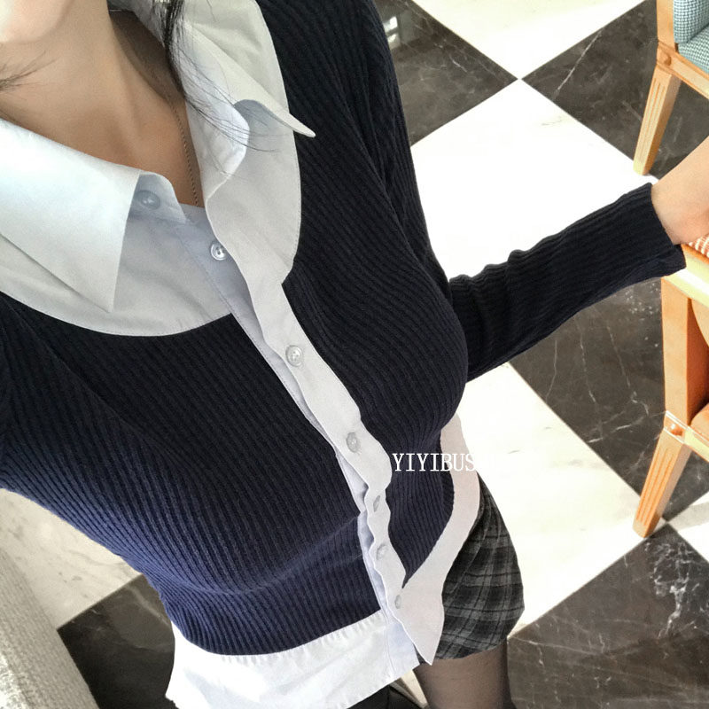 韩国代购正品 LS230气质高级感~巨好看女人味翻领假两件开衫上衣,女装/女士精品,毛针织衫,淘宝优惠券,粉丝福利购,淘宝优惠卷