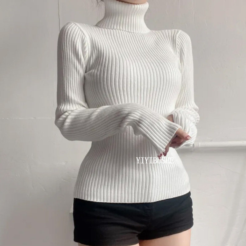 气质高领修身长袖针织打底衫