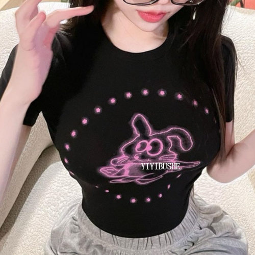 韩国代购正品 自留 MY022可爱小狗印花~性感显身材修身短袖T恤sr
