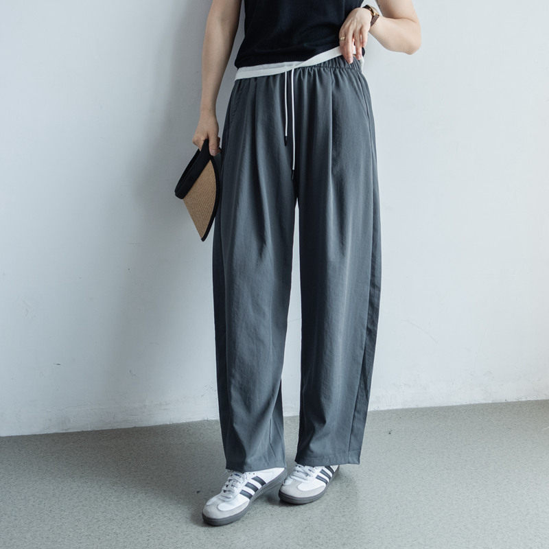2025夏季薄款山本抽绳高腰百搭显瘦垂感宽松灰色简约多色休闲裤女,女装/女士精品,休闲裤,淘宝优惠券,粉丝福利购,淘宝优惠卷