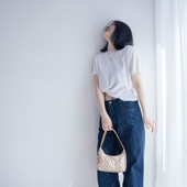 2025夏季 正肩简约百搭INS纯白宽松白领T恤衫 新款 青春减龄纯色短袖