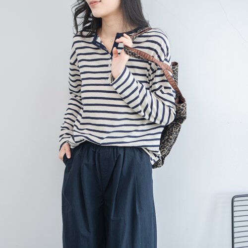 宽松休闲开polo领雪花棉上衣女