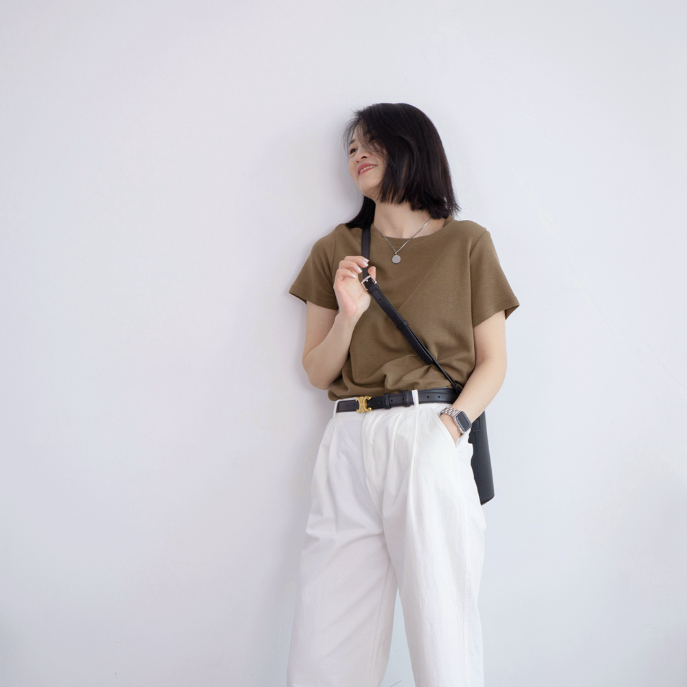 短袖经典薄款简约纯棉女短款纯色