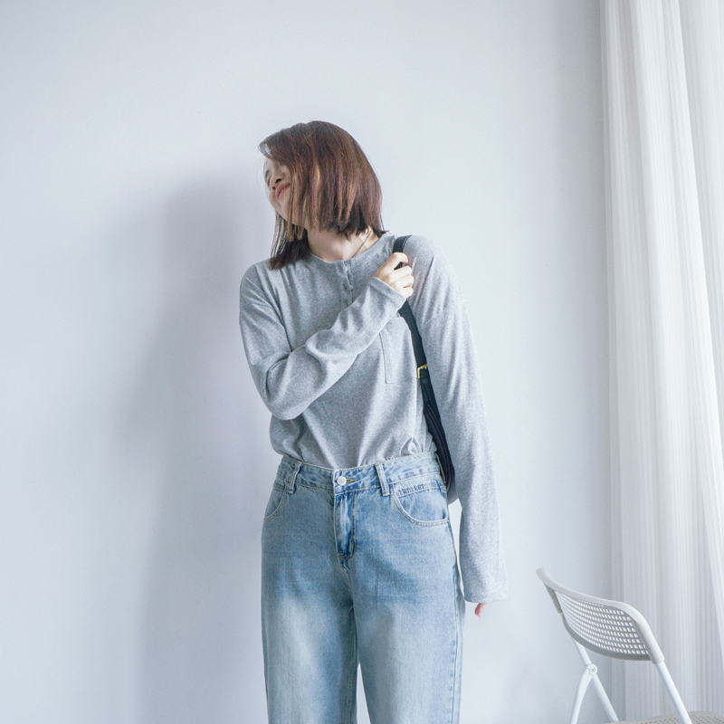 长袖通勤常规雪花棉宽松简约棉女