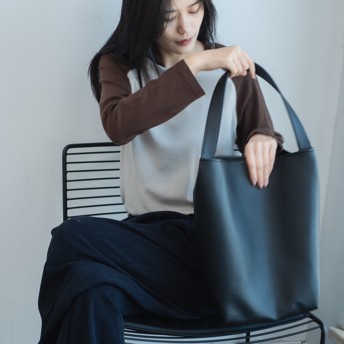 宽松插肩袖显瘦女圆领长袖T恤女