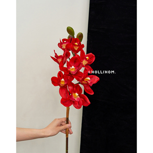 逅里 高品质大花蕙兰 新年橱窗造景美陈布置 客厅仿真花花艺装饰