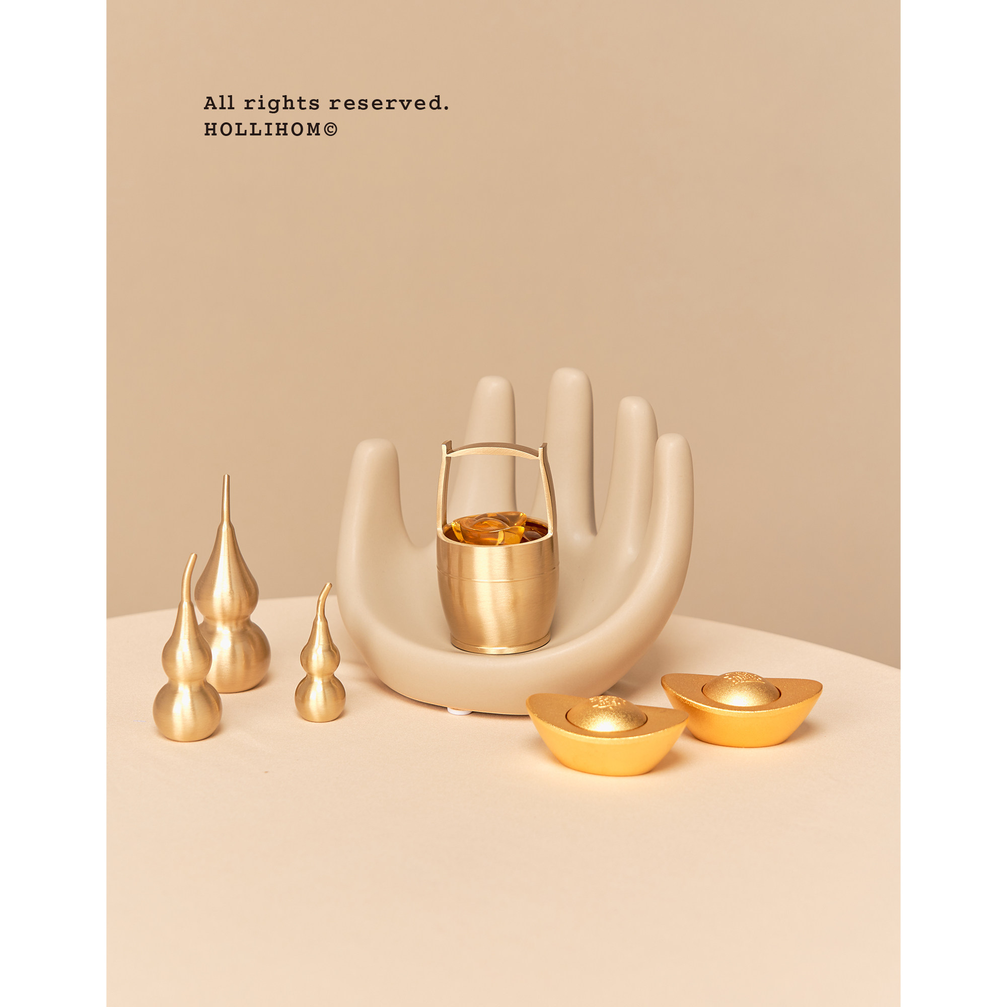 逅里《掌财》旺宅镇宅葫芦 财库元宝黄铜摆件 玄关收银台招财布置