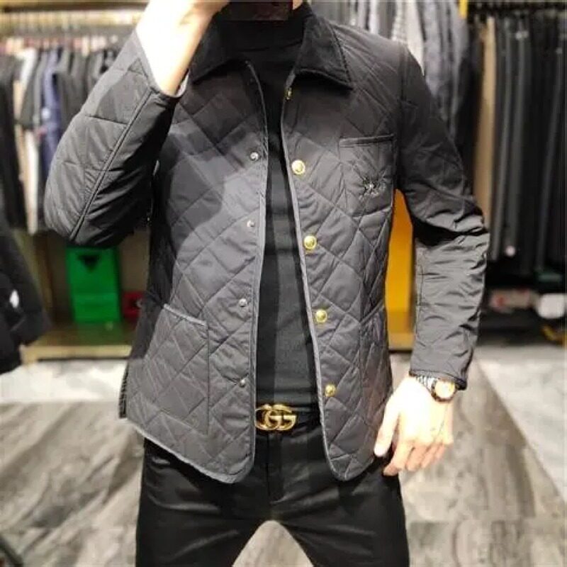 2022 AUTUMN AND WINTER NEW MENS HIGH-END THIN COTTON JACKET JACKET FASHION TRENDY CASUAL SLIM VERSATILE COTTON COAT