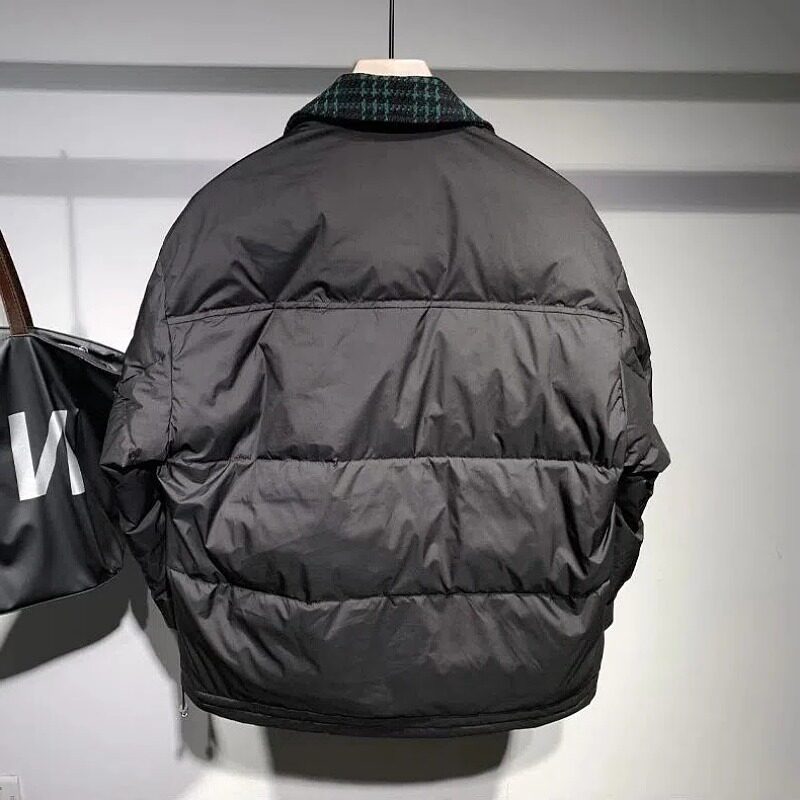 EUROPEAN GOODS 2022 NEW TREND DESIGN PLAID COLOR-BLOCK LARGE POCKET MENS WINTER LOOSE FASHION COTTON JACKET TIDE