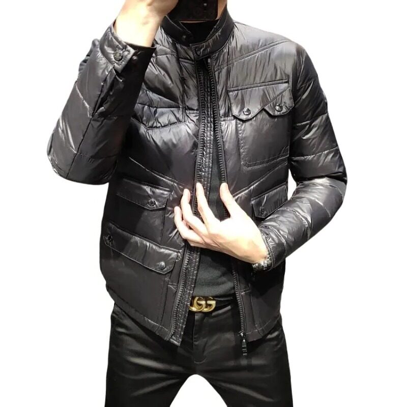 2022 AUTUMN AND WINTER MENS LIGHT AND VERSATILE STAND-UP COLLAR COTTON JACKET EUROPEAN SIMPLE AND FASHIONABLE MULTI-POCKET YOUTH SHORT JACKET