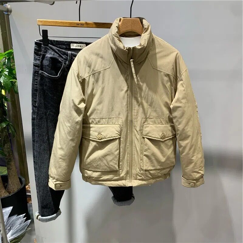2022 WINTER STAND COLLAR MENS COTTON CLOTHING TREND FASHIONABLE LIGHT WORKWEAR SHORT CASUAL COTTON JACKET MENS VERSATILE TREND