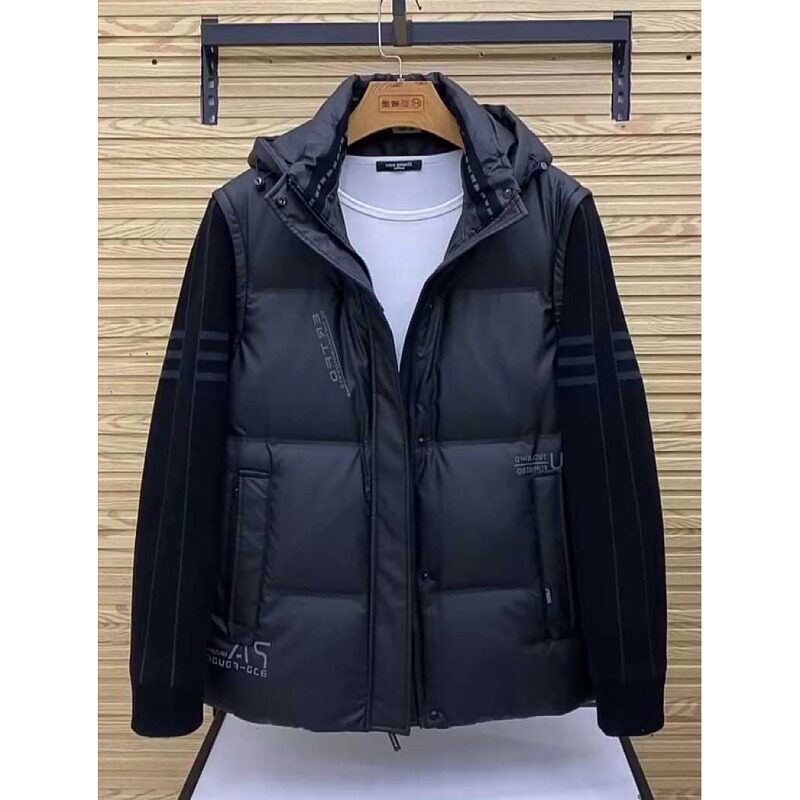 2022 FALL|WINTER MENS STAND COLLAR KNITTED PATCHWORK SLEEVE COTTON COAT CASUAL VERSATILE COMFORTABLE HIGH-END COTTON WEAR MEN