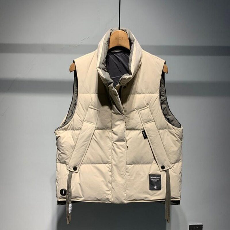 FASHIONABLE LIGHT LUXURY SPLICING PATCH VERSATILE WARM SLEEVELESS JACKET 2022 WINTER NEW MENS CASUAL COTTON VEST