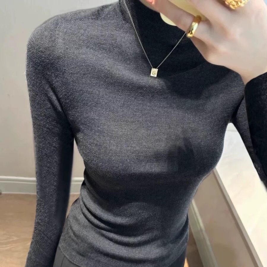 高级灰色半高领巨好看羊毛打底衫女2025秋冬新款紧身针织显瘦毛衣,女装/女士精品,毛针织衫,淘宝优惠券,粉丝福利购,淘宝优惠卷
