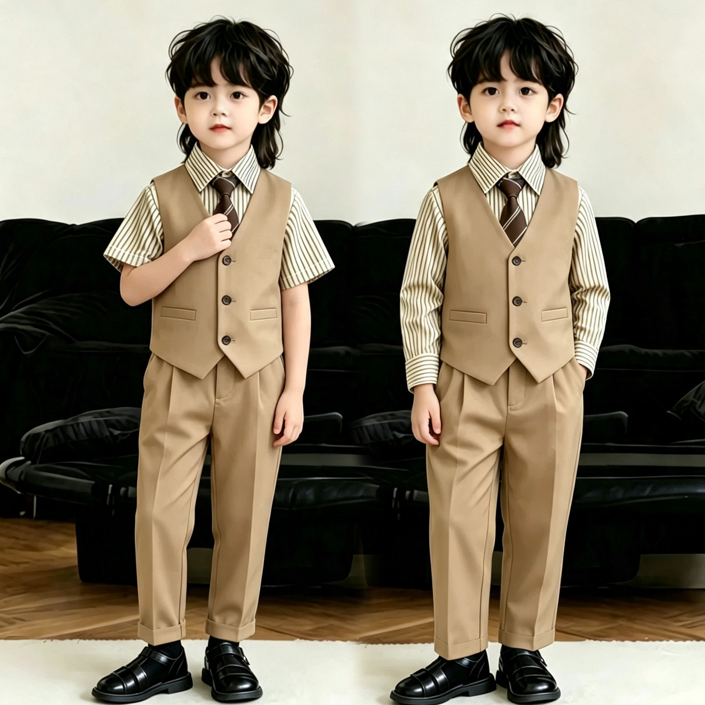 男童西装套装夏季帅气花童演出服图片