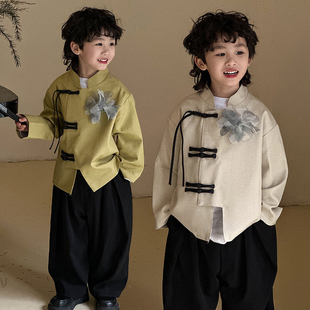 汉服帅气国风男孩中山儿童西装 春唐装 走秀演出 套装 2025男童新中式