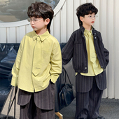 儿童礼服时尚 男宝宝衬衫 走秀演出服 春秋潮流套装 痞帅男童休闲西装