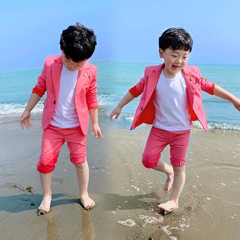 儿童西装套装男童小西装2025春款帅气男孩宝宝英伦礼服花童三件套