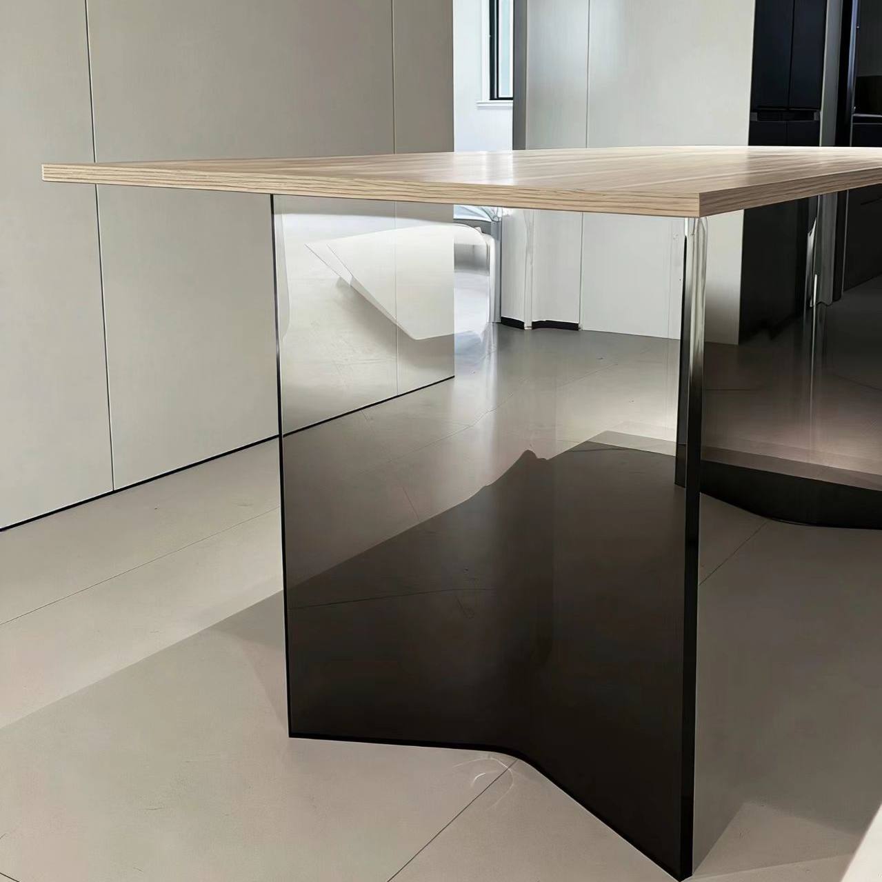 渐变黑V型亚克力桌腿支架支撑板导台茶几书桌悬浮桌脚加工定制