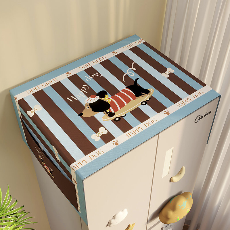 卡通新款冰箱顶部防尘防溅水盖布有口袋收纳洗衣机微波炉通用盖垫,居家布艺,洗衣机罩,淘宝优惠券,粉丝福利购,淘宝优惠卷